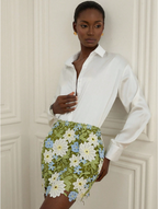 Green Daisy Crochet Mini Skirt