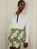 Green Daisy Crochet Mini Skirt