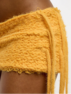 Yellow Knit Fringe Micro Skirt