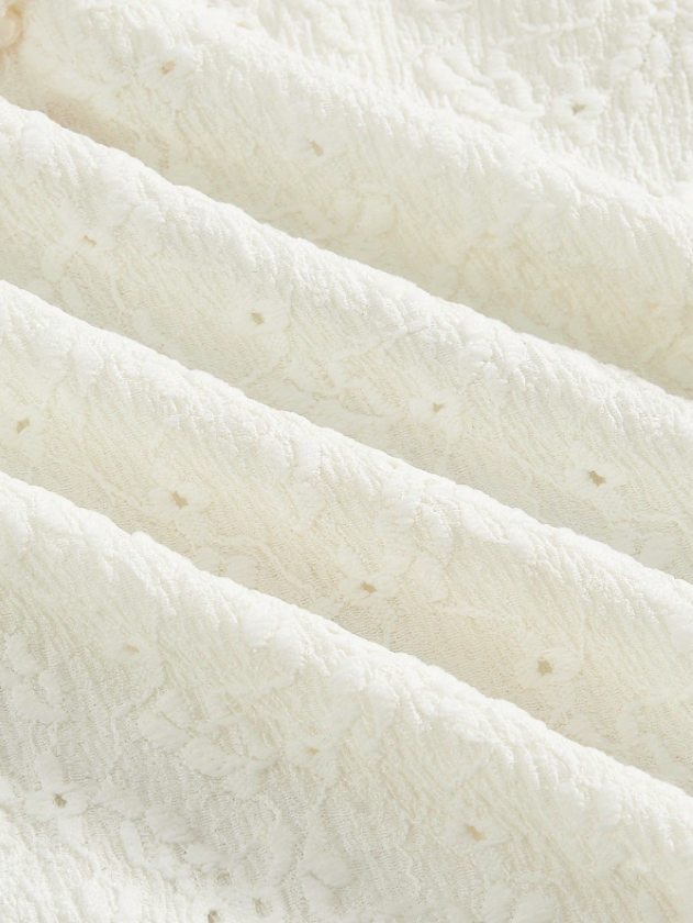 White Smocked Asymmetric Midi Skirt