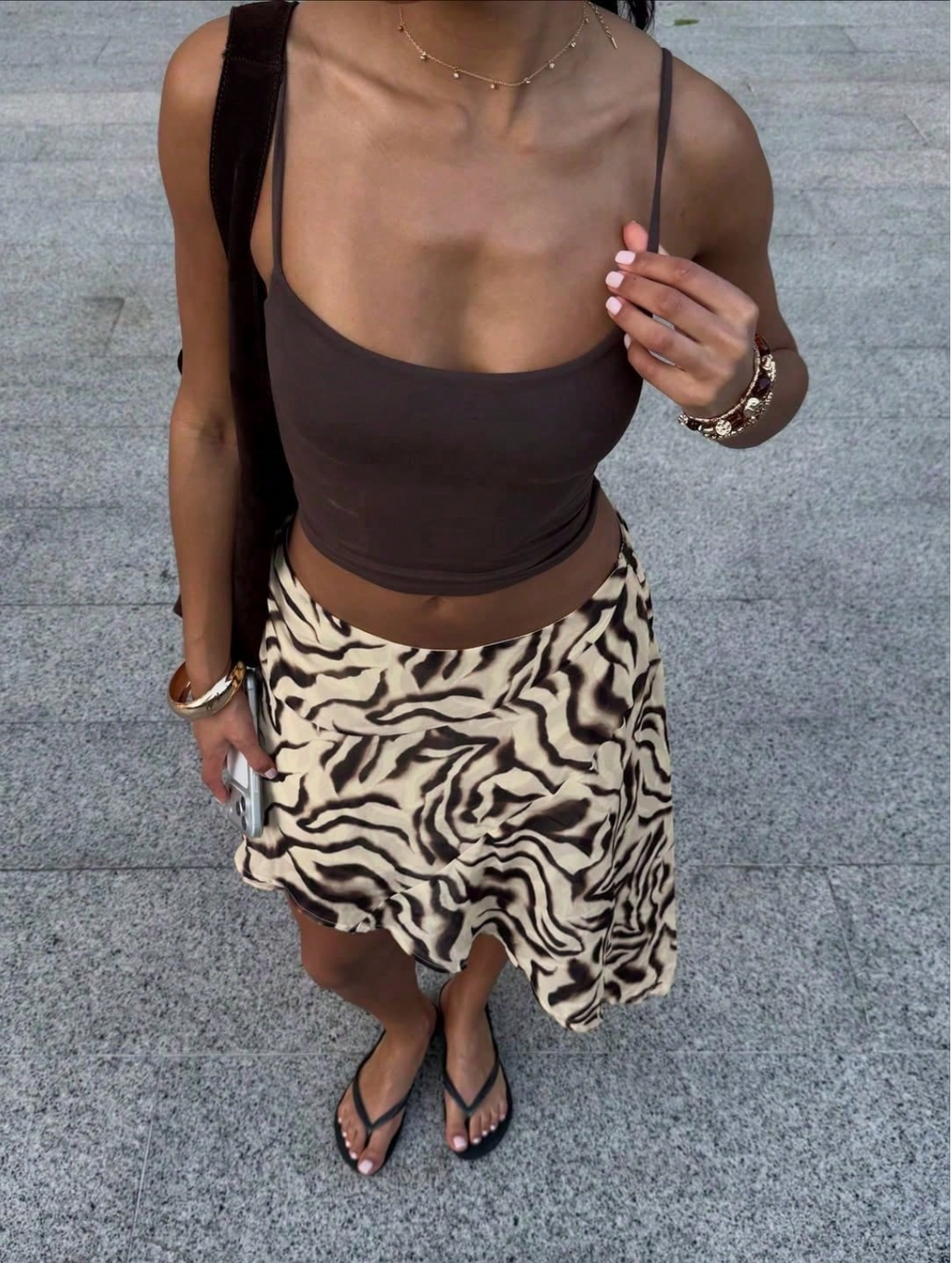 Zebra Print Satin Asymmetric Skirt