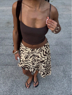 Zebra Print Satin Asymmetric Skirt