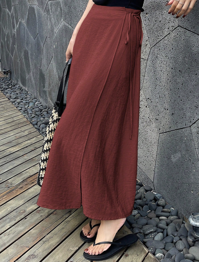 Burgundy Wrap Maxi Skirt