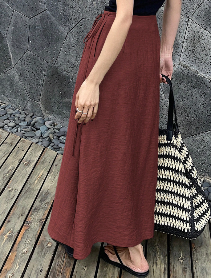 Burgundy Wrap Maxi Skirt