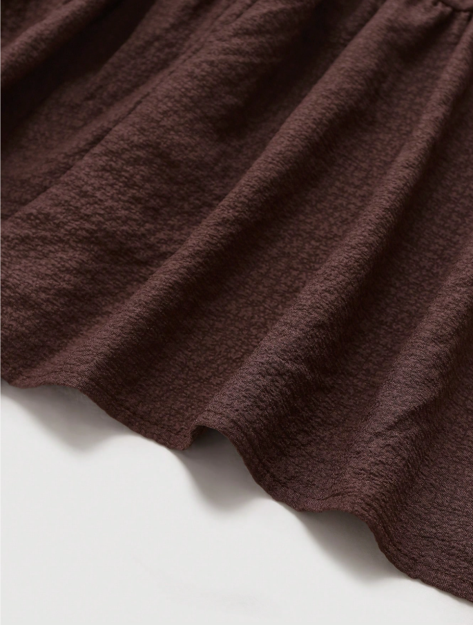 Brown Tiered Drawstring Maxi Skirt