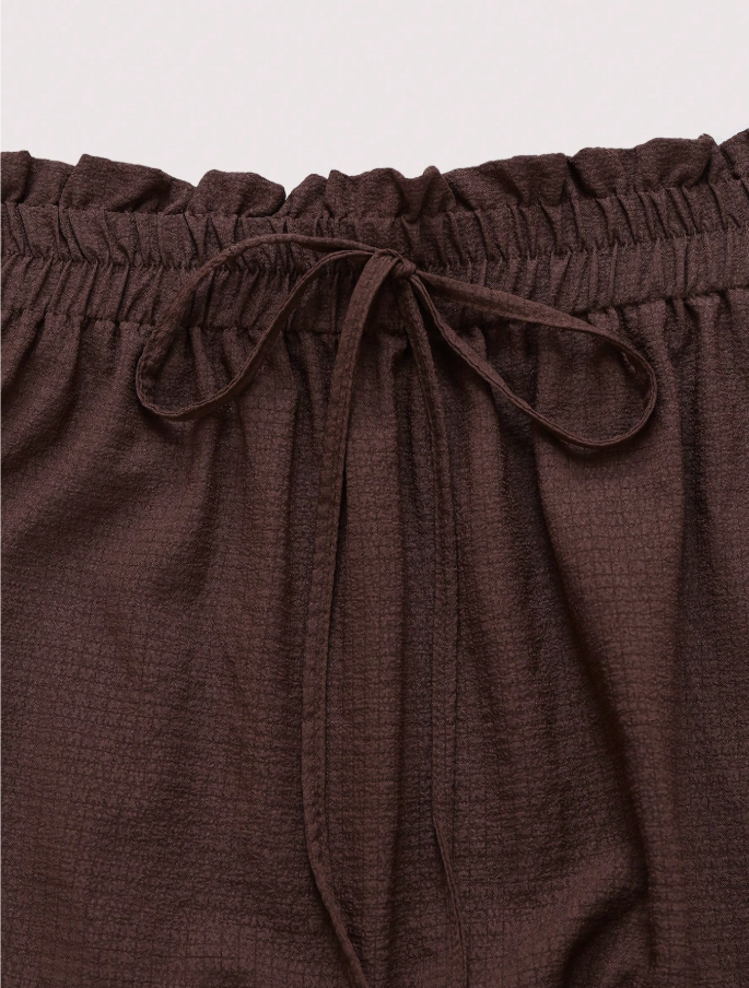 Brown Tiered Drawstring Maxi Skirt