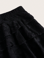 Black Lace Tiered Ruffle Mini Skirt