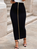 Black Bodycon Zipper Pencil Skirt