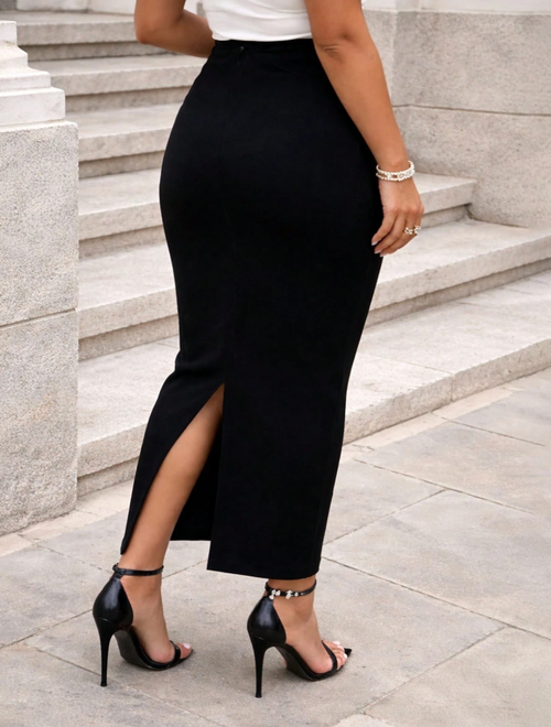 Black Bodycon Zipper Pencil Skirt