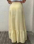 Yellow Striped Seersucker Maxi Skirt