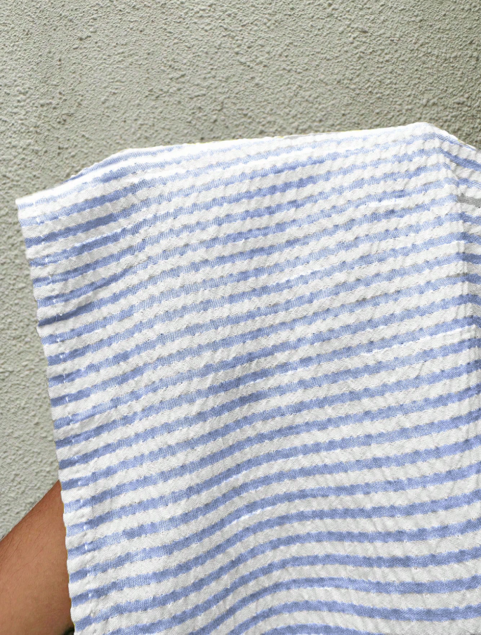 Blue Striped Seersucker Maxi Skirt