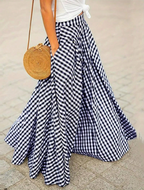 Black Gingham Tiered Maxi Skirt