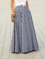 Black Gingham Tiered Maxi Skirt