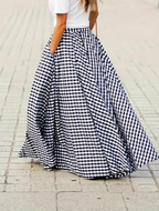Black Gingham Tiered Maxi Skirt