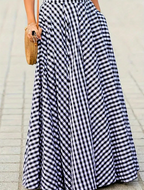 Black Gingham Tiered Maxi Skirt