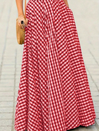 Red Gingham A-Line Maxi Skirt