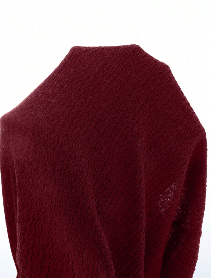 Burgundy Ruched Bodycon Mini Dress with Gold Buckle