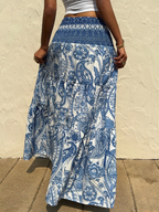 Marina Paisley Flowy Tiered Maxi Skirt