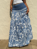 Marina Paisley Flowy Tiered Maxi Skirt