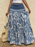 Marina Paisley Flowy Tiered Maxi Skirt