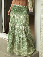 Fern Paisley Flowy Tiered Maxi Skirt