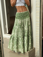 Fern Paisley Flowy Tiered Maxi Skirt